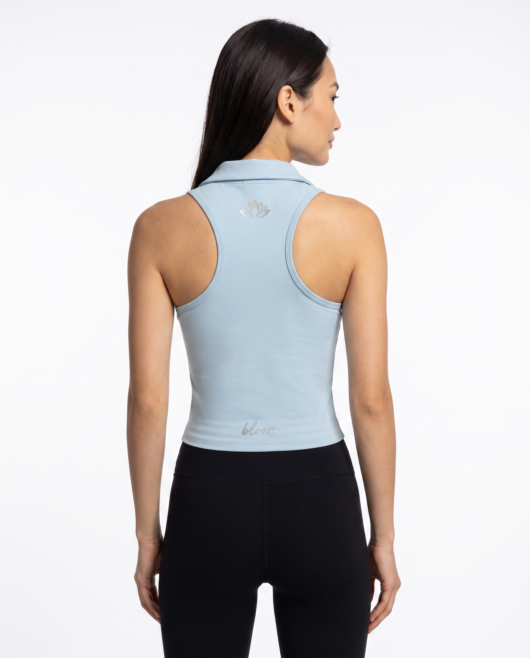 Bloom Collared Tank in Light Blue
