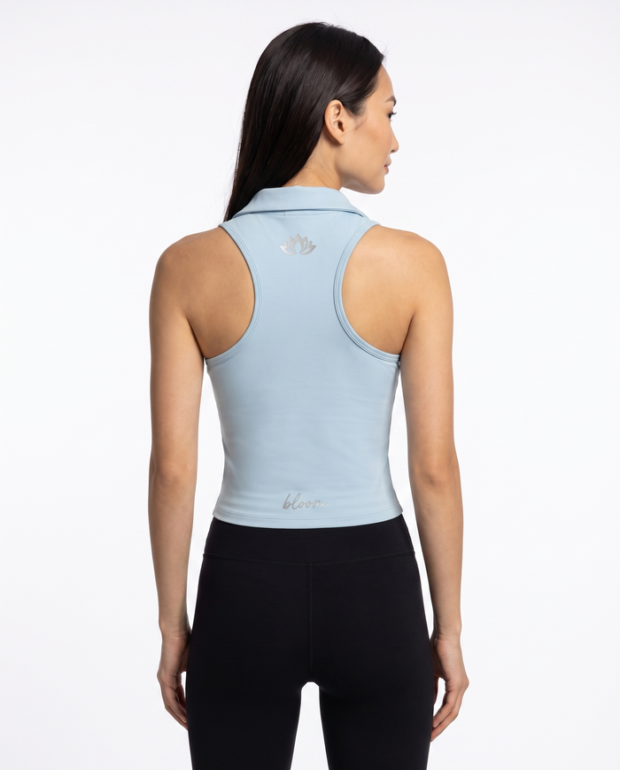 Bloom Collared Tank in Light Blue