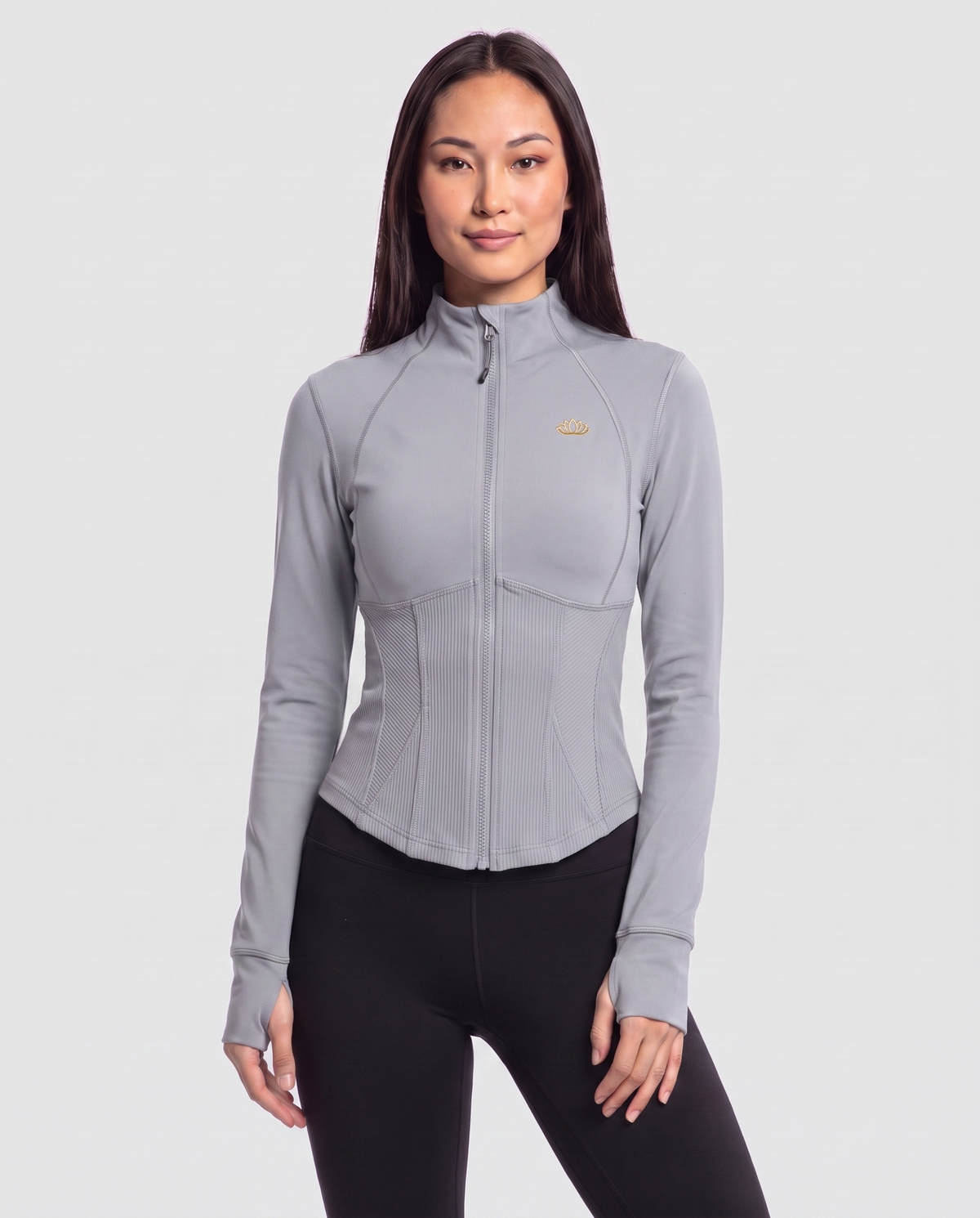 Bloom Ribbed Zip Jacket in silver